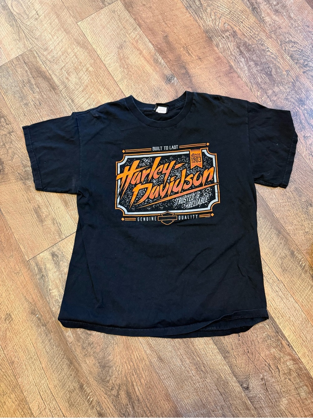 Harley-Davidson Black Tee with Orange Logo Graphic